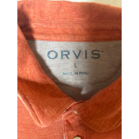Orvis Mens Large Polo Shirt Rust Heather Cotton Blend Casual - Picture 3 of 10